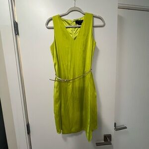 Pink Tartan Asymmetrical Dress in Lime Green for Special Occasions